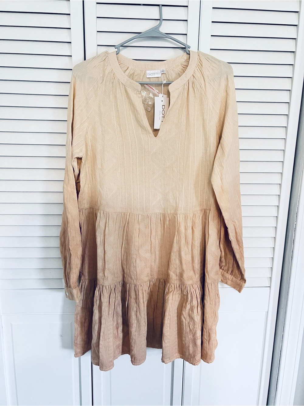 Dotti Beige Tiered Long-Sleeve Tunic